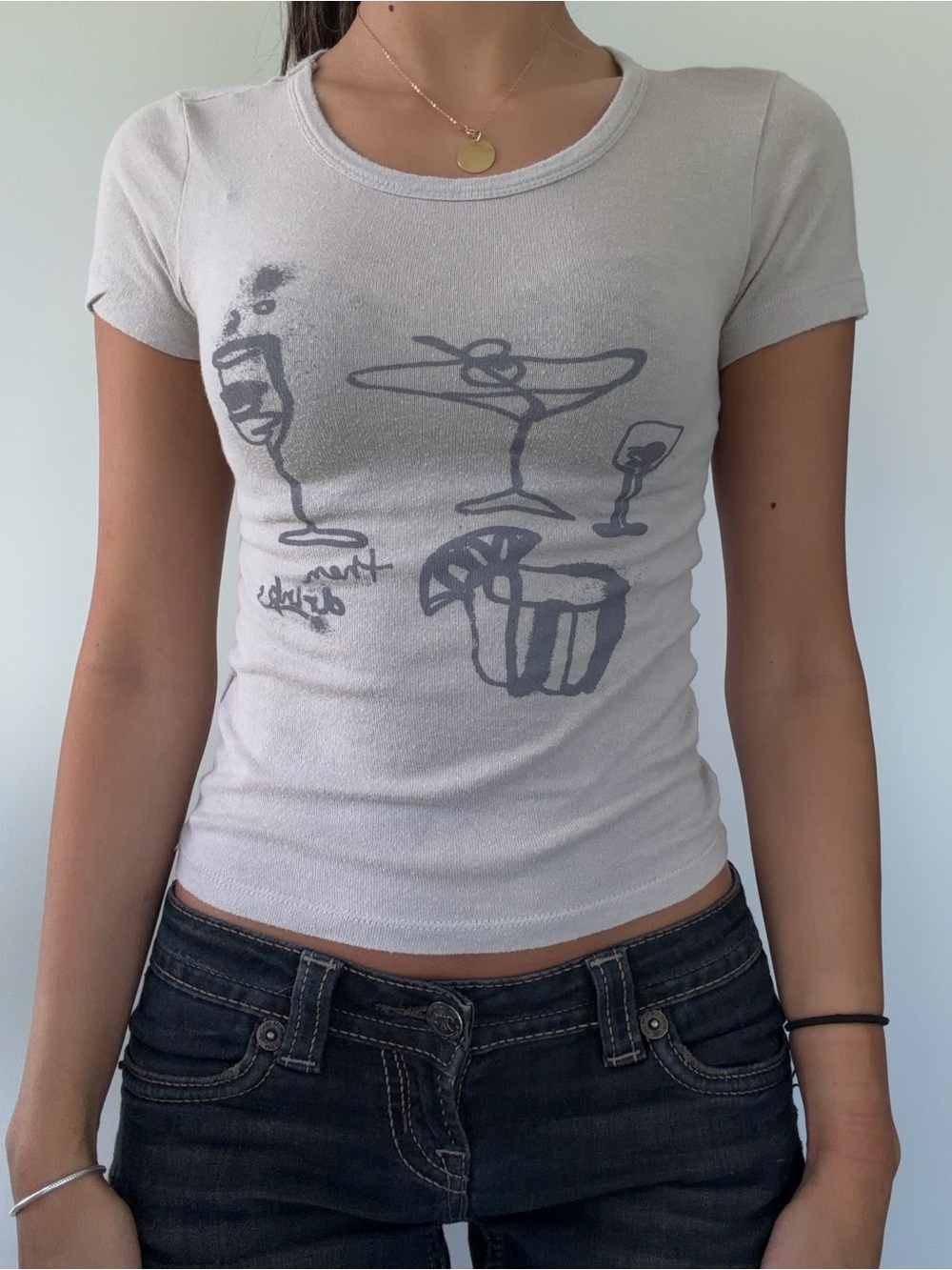 Urban Outfitters Light Gray Graphic Short Sleeve Tee